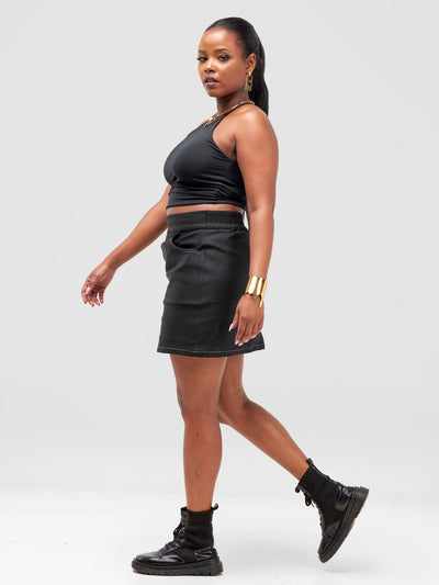 Zoya Yuni Halter Midriff Top - Black - Shopzetu