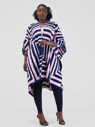 Vivo Reversible Printed Poncho - Blush / Black  Bustani Print