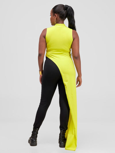 Zoya Yuni Sleeveless Turtle Neck Maxi Top - Lime Yellow - Shopzetu
