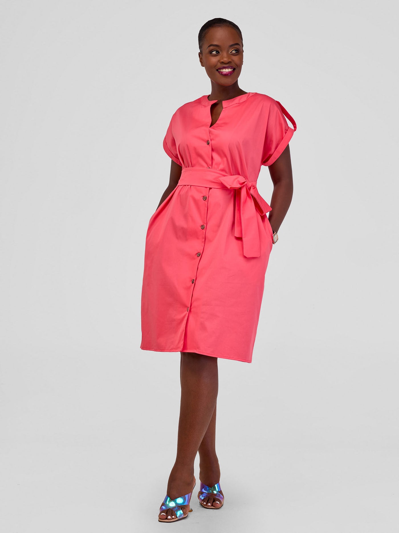 Safari by Vivo Zene Drop Shoulder Above Knee Dress - Pink