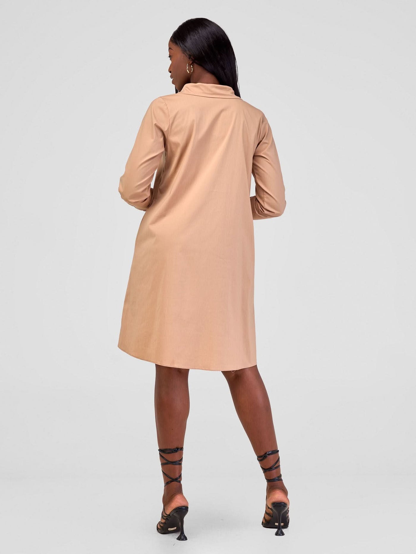Safari by Vivo Basic Shirt Tent Dress - Taupe
