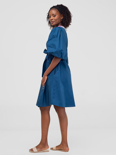 Safari by Vivo Mali Bishop Sleeve Tent Dress - Teal
