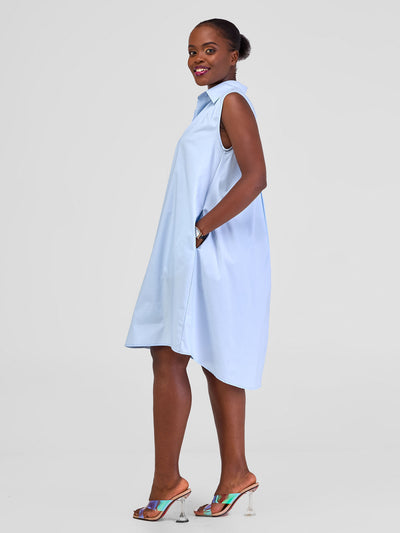 Safari by Vivo Kaya Sleeveless Tent Shirt Dress - Blue