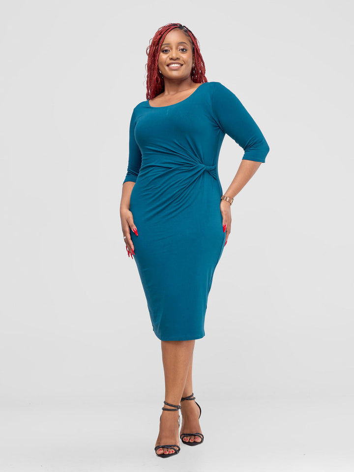 Vivo Everyday Side Twist Bodycon in Jersey - Teal