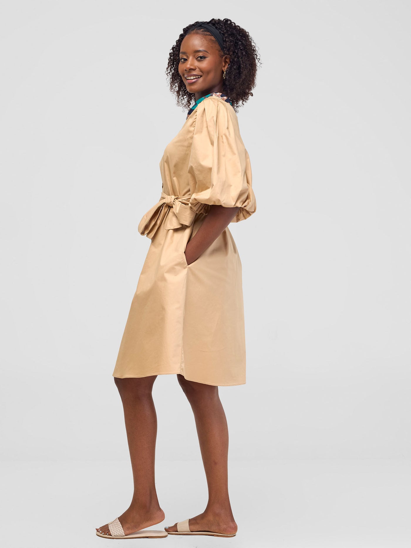 Safari by Vivo Mali Bishop Sleeve Tent Dress - Khaki