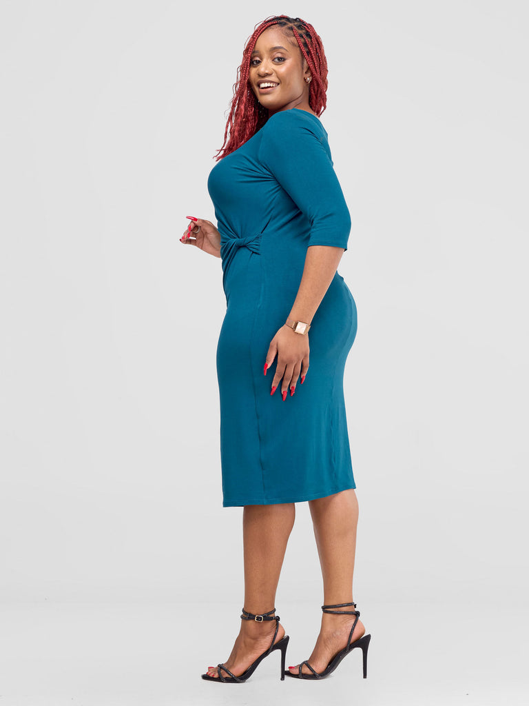 Vivo Everyday Side Twist Bodycon in Jersey - Teal