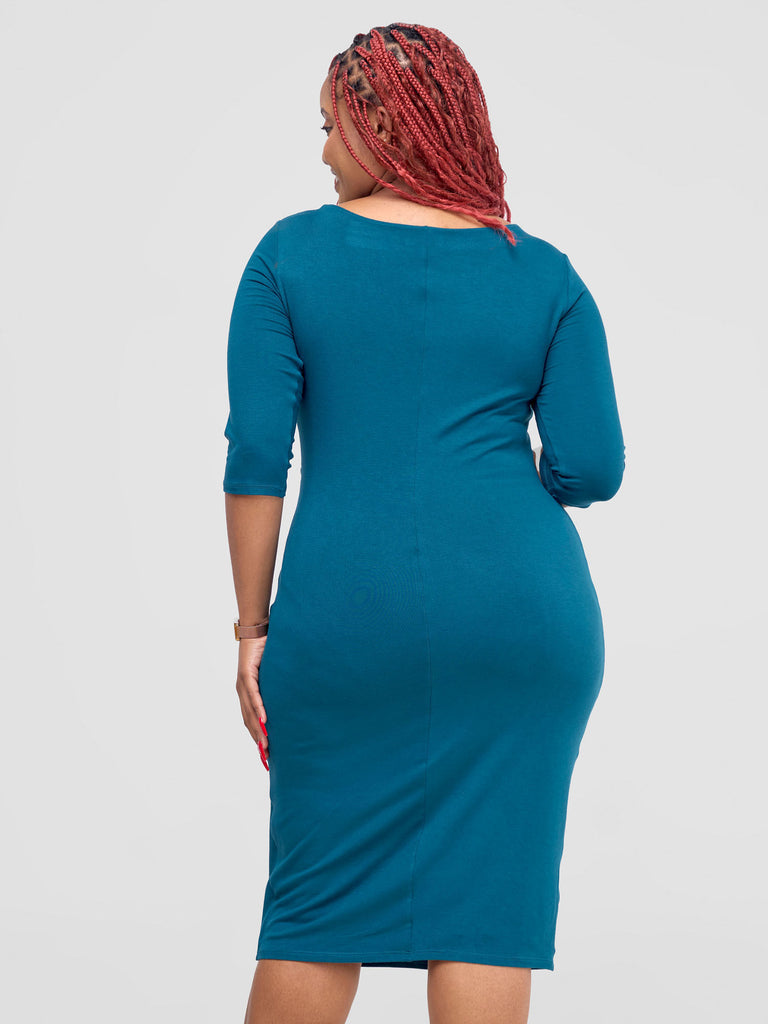 Vivo Everyday Side Twist Bodycon in Jersey - Teal