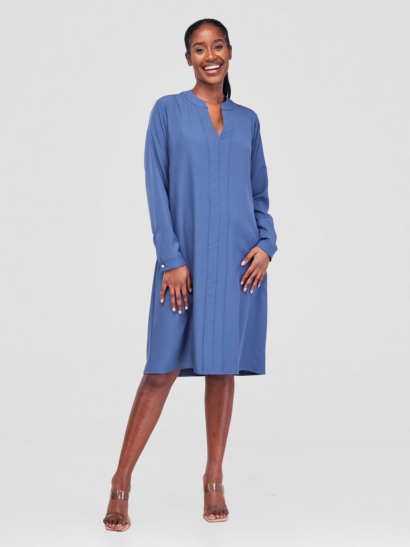 Vivo Ajani V-Neck Shift Dress - Blue