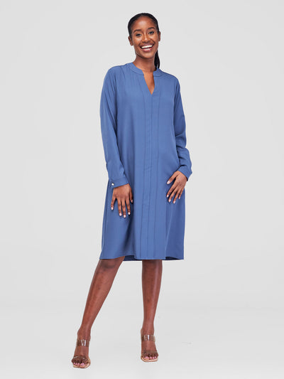 Vivo Ajani V-Neck Shift Dress - Blue