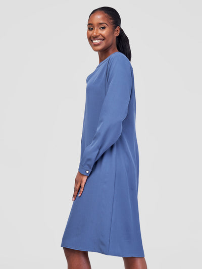 Vivo Ajani V-Neck Shift Dress - Blue