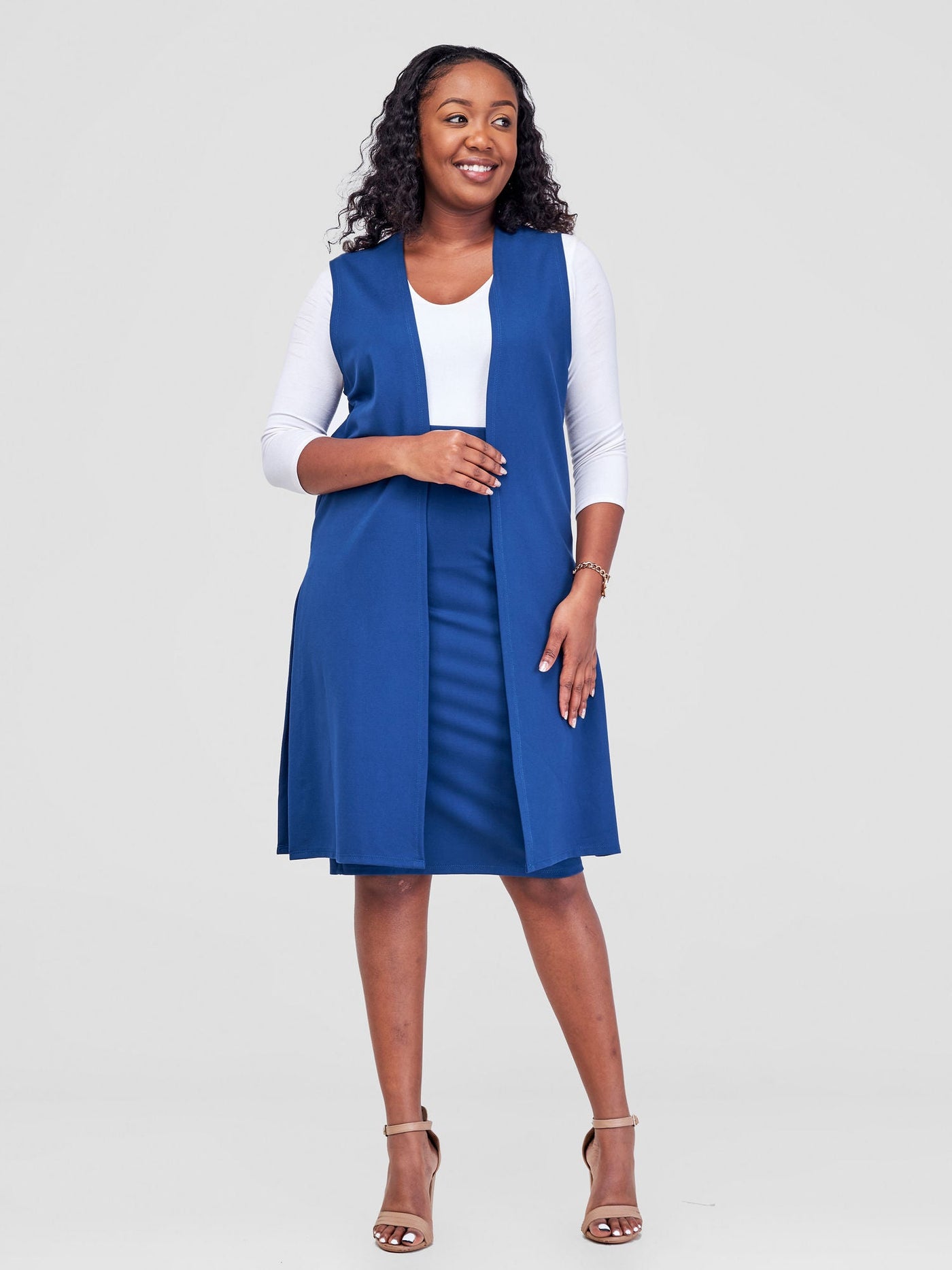 Vivo Waridi Sleeveless Overcoat - Dark Teal - Shopzetu