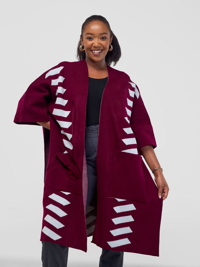 Safari by Vivo Dila Poncho - Raspberry / Light Grey