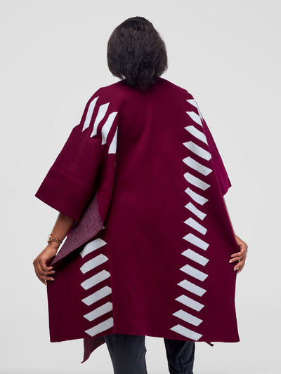 Safari by Vivo Dila Poncho - Raspberry / Light Grey