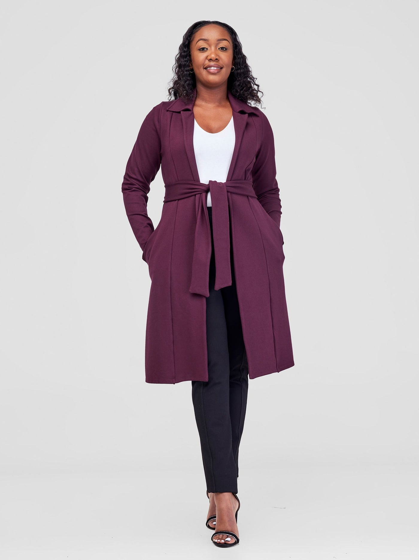 Vivo Basic Trench Coat - Burgundy - Shopzetu