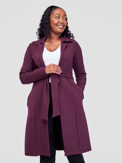 Vivo Basic Trench Coat - Burgundy - Shopzetu