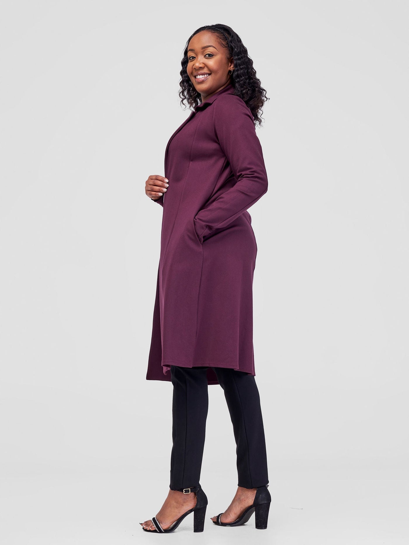 Vivo Basic Trench Coat - Burgundy - Shopzetu