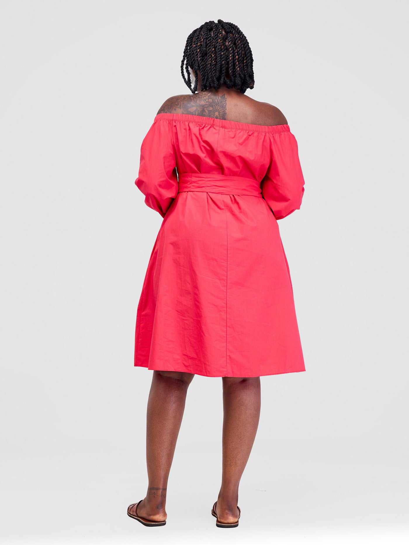 Safari by Vivo Tawi Off Shoulder Knee Length Dress - Pink(Plain Belt)