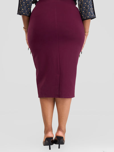 Vivo Vinna Midi & Capri Piped Skirt - Burgundy