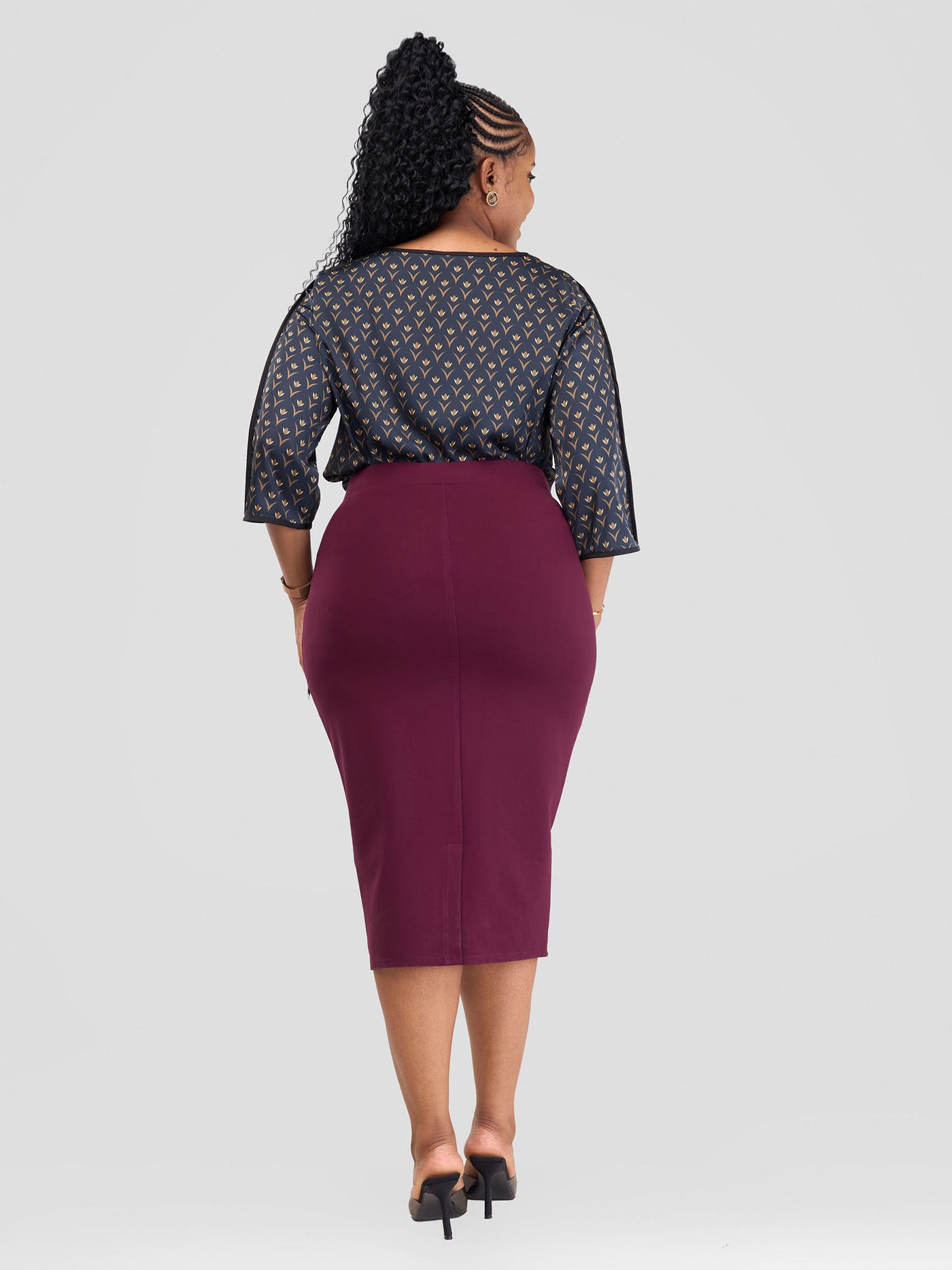 Vivo Vinna Midi & Capri Piped Skirt - Burgundy