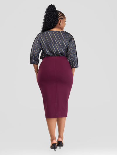 Vivo Vinna Midi & Capri Piped Skirt - Burgundy