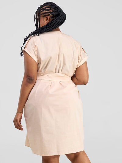 Safari by Vivo Zene Drop Shoulder Above Knee Dress - Taupe