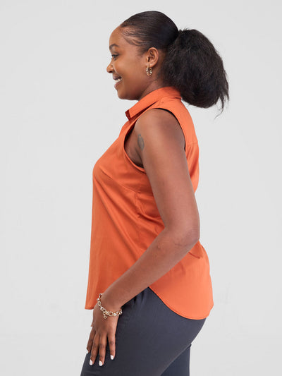 Safari by Vivo Kamari Halter Shirt - Rust Orange