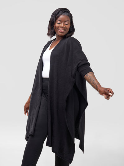 Vivo Cuffed Wrap Poncho - Black