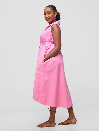 Safari by Vivo Zene High Low Shirt Dress - Pink