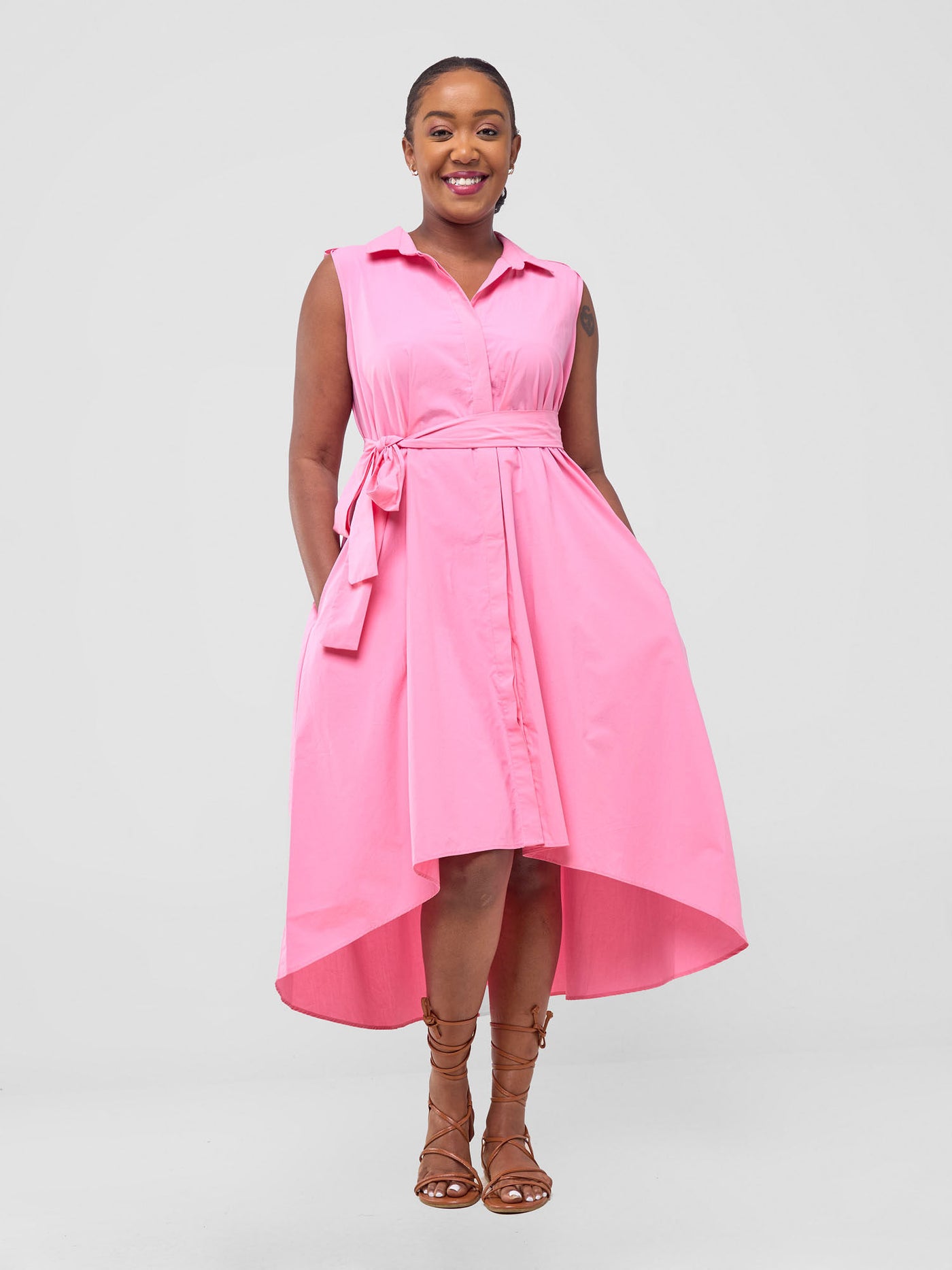 Safari by Vivo Zene High Low Shirt Dress - Pink