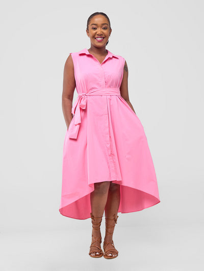 Safari by Vivo Zene High Low Shirt Dress - Pink