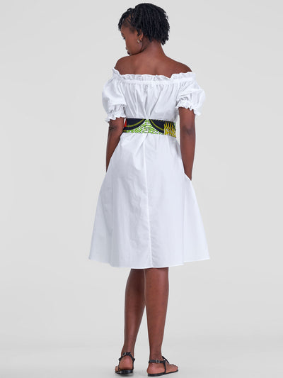 Safari by Vivo Mali Off - Shoulder Ruffle Knee Length Dress - White