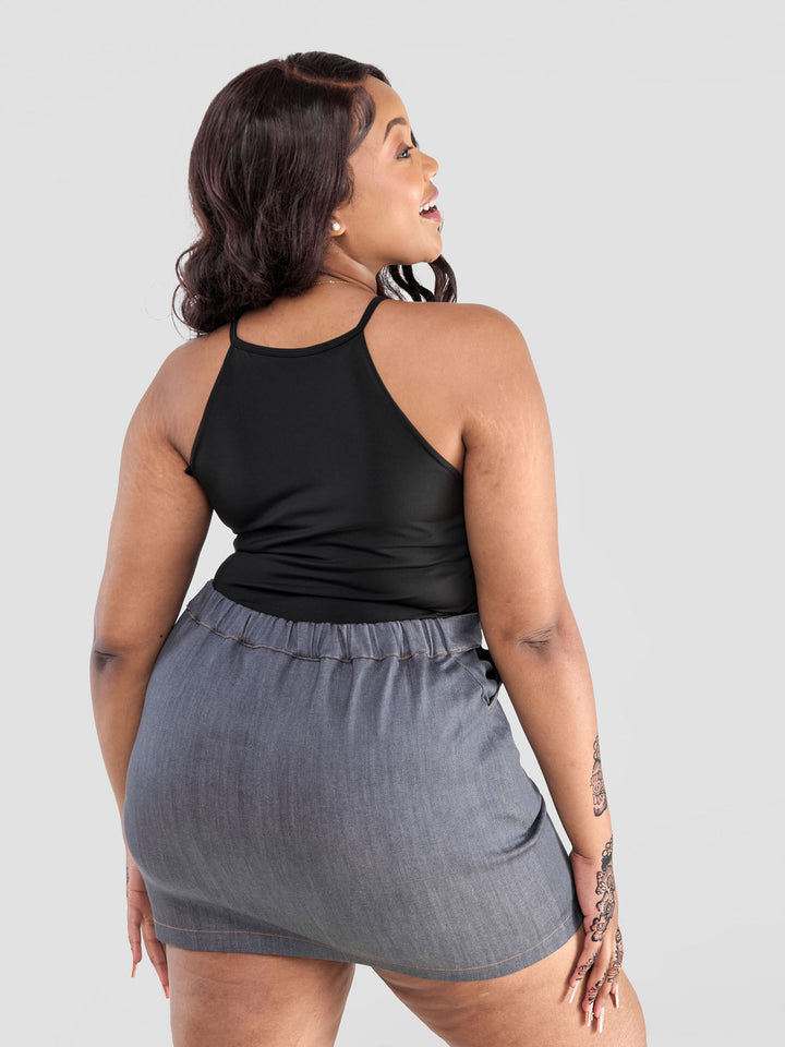 Zoya Yuni Halter Midriff Top - Black - Shopzetu