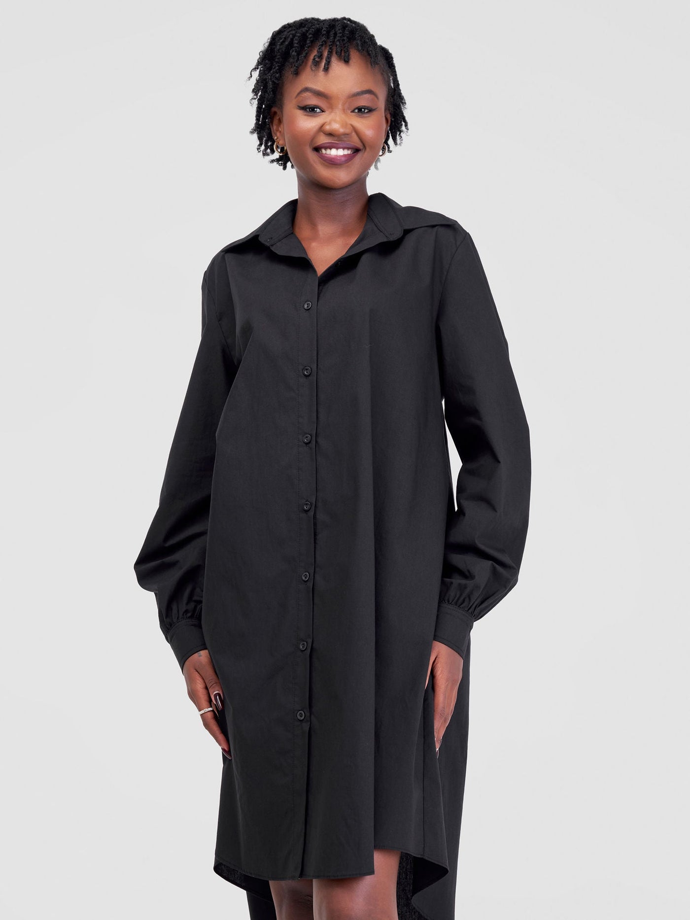 Safari by Vivo Kaya Long Sleeve Shirt Dress - Black