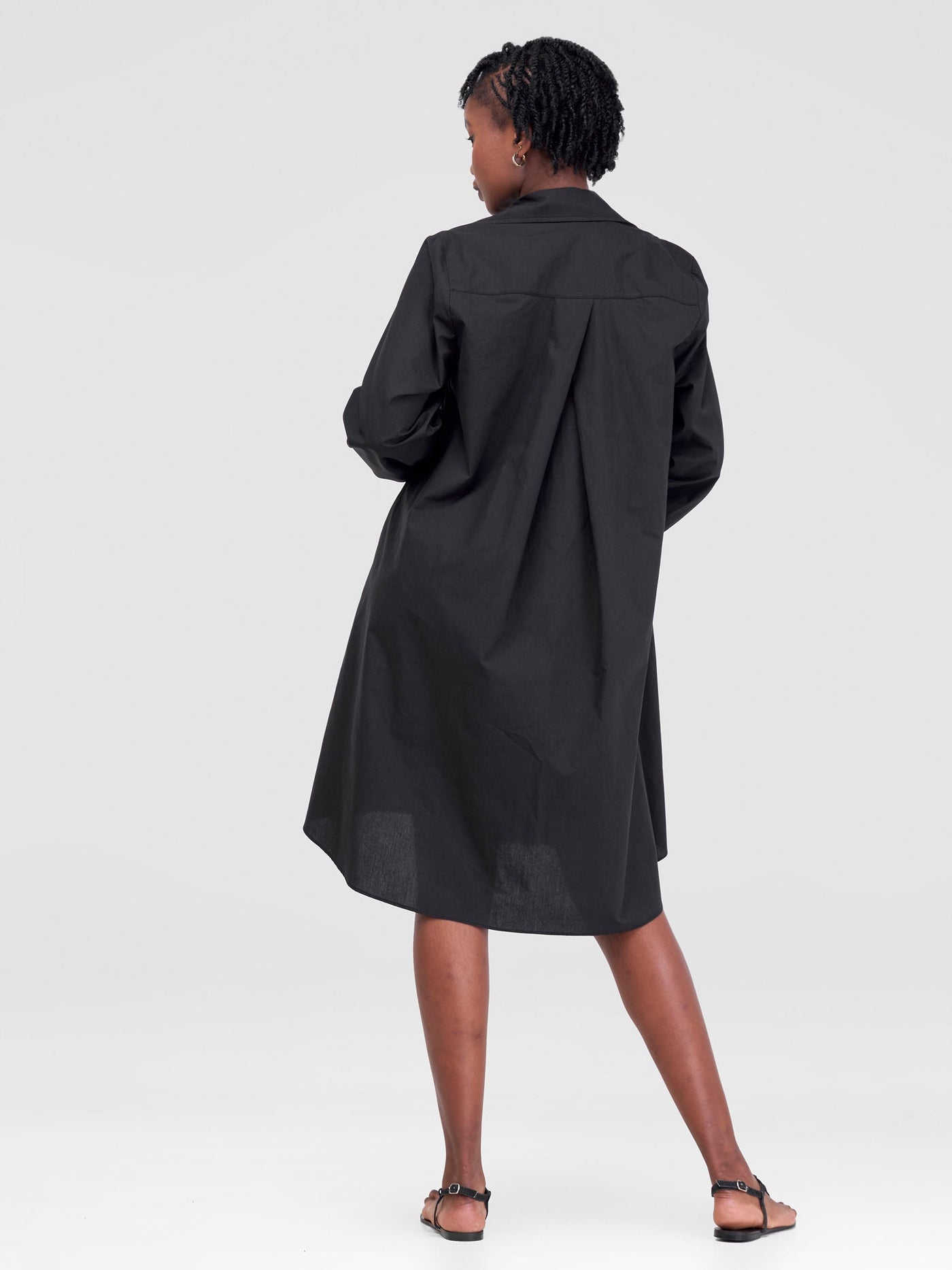 Safari by Vivo Kaya Long Sleeve Shirt Dress - Black
