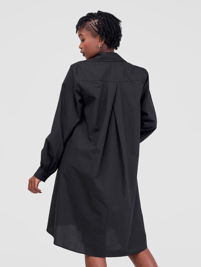 Safari by Vivo Kaya Long Sleeve Shirt Dress - Black