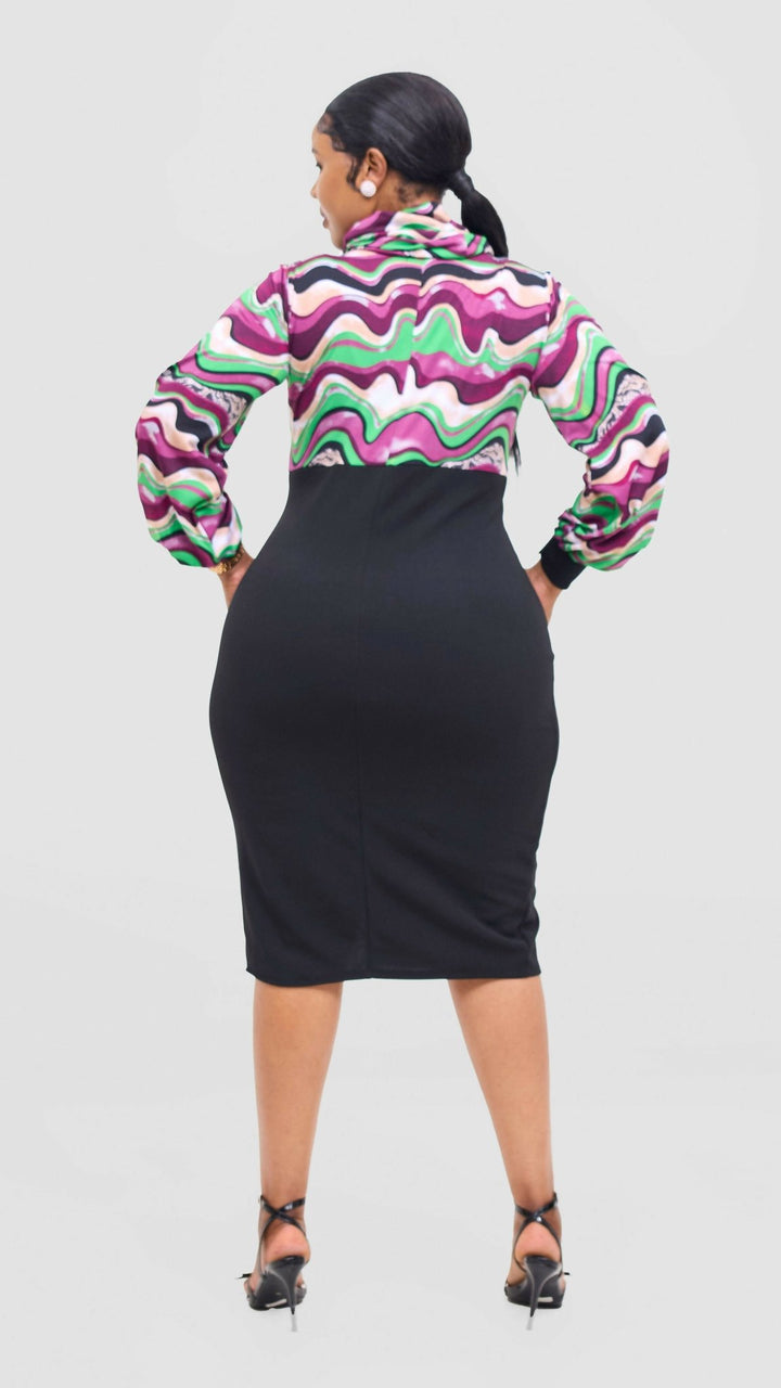 Rimyel Limited Cowl Dress - Purple Print - Shopzetu