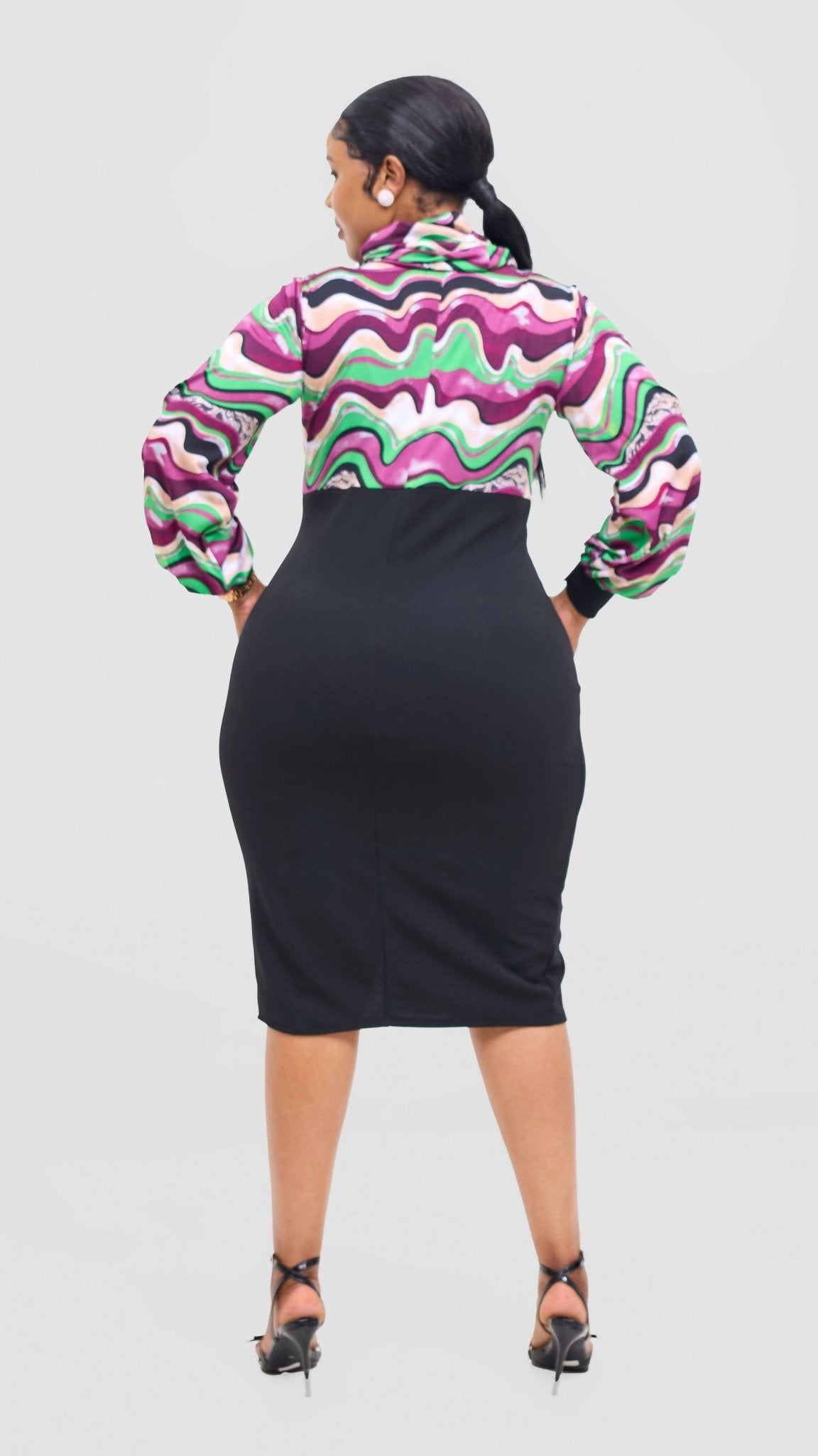 Rimyel Limited Cowl Dress - Purple Print - Shopzetu