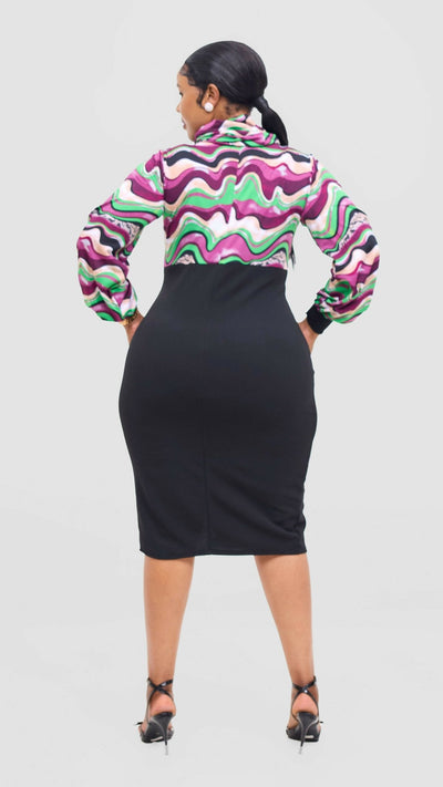 Rimyel Limited Cowl Dress - Purple Print - Shopzetu