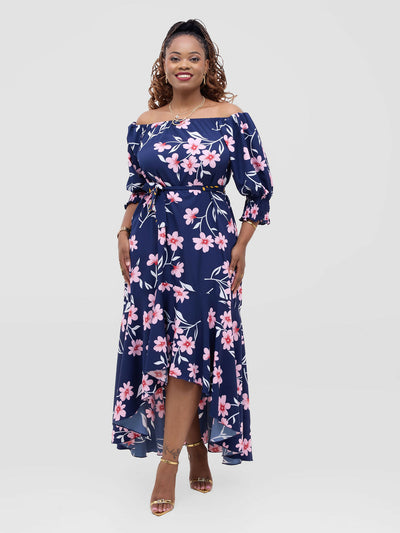 Lizola Kaylin Dress - Navyblue Flowered - Shopzetu