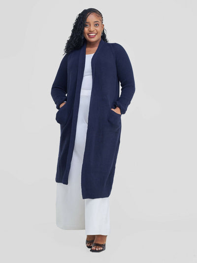 Anel’s Knitwear Midi Kimono - Navy Blue - Shopzetu