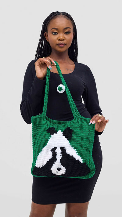 Brilliant Crotchet Tote Bag - Green - Shopzetu