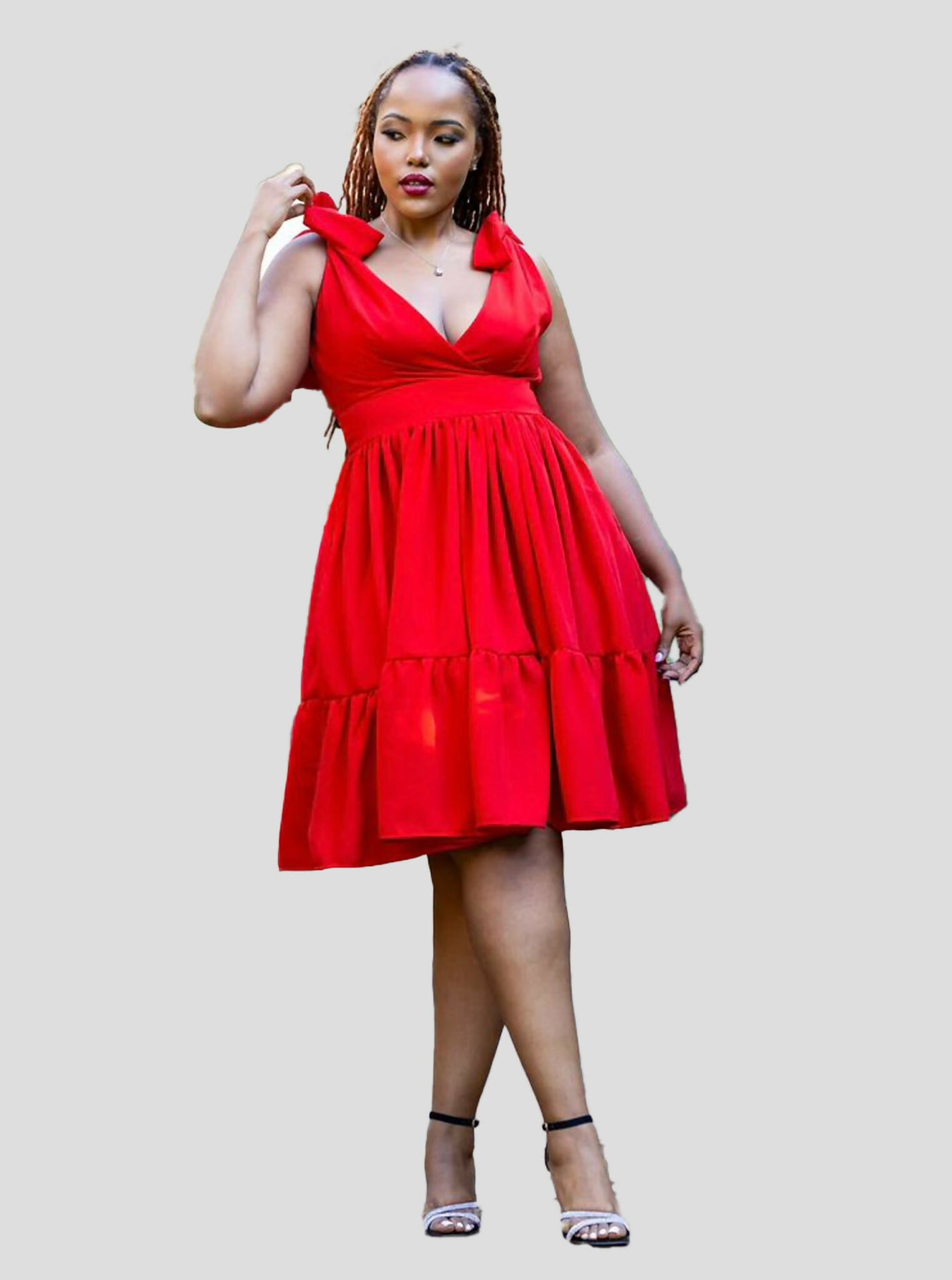 Afriwia Nyota Dress - Red - Shopzetu