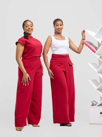 Izulu Wanjiru Set - Wine Red - Shopzetu