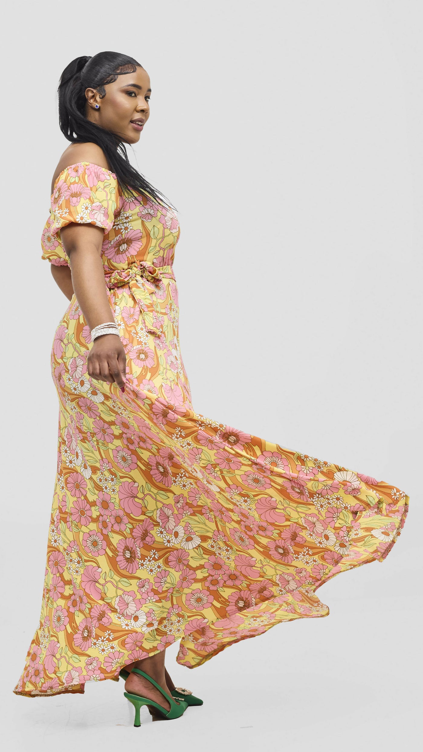 Silk House Collection Malaika Skirt Set -Olive Green/Mustard Combo
