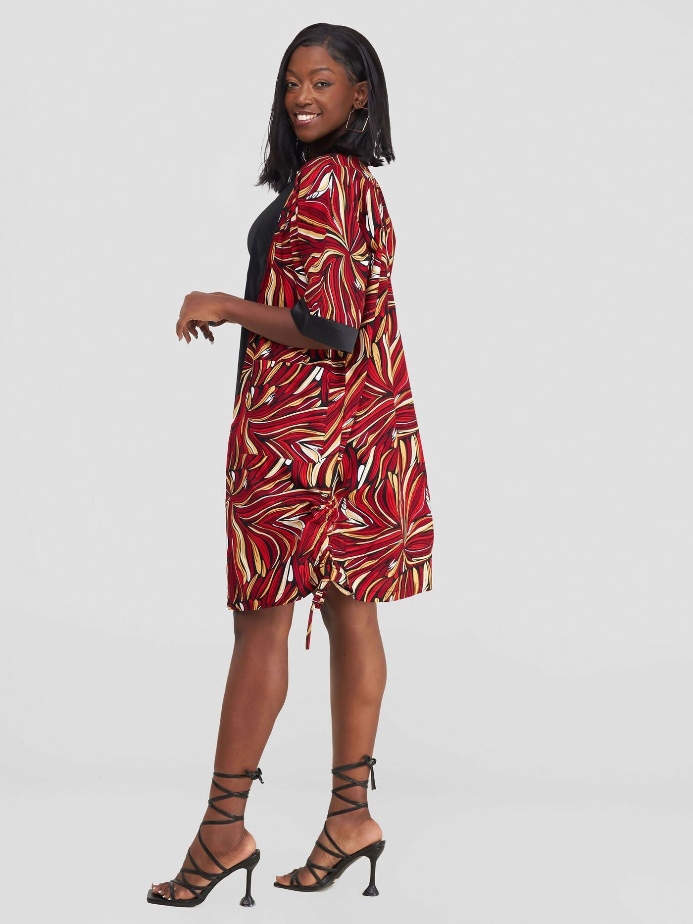 Kafoina Kimono - Red / Yellow Print - Shopzetu