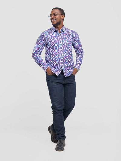 Mendilines Warm African Shirt - Purple / Pink Print - Shopzetu