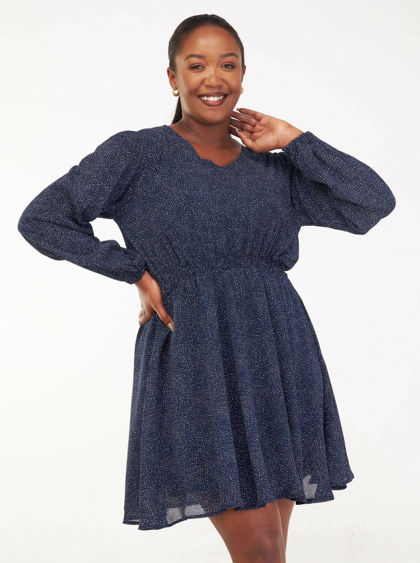 Kakiba Collections Zuri Dress - Blue / White - Shopzetu