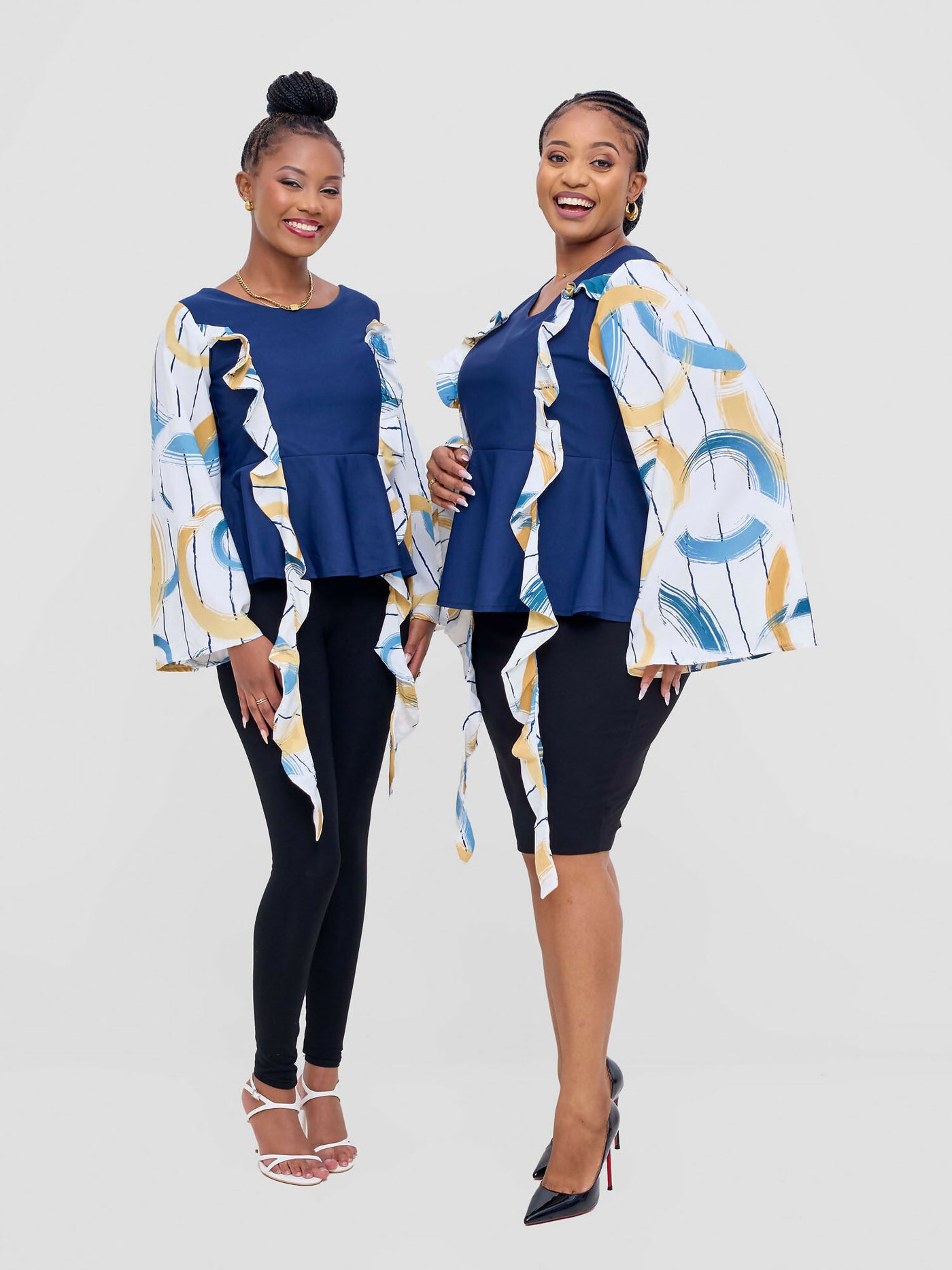 DnD Couture Didi Luxe Blouse Top - Navy Blue - Shopzetu