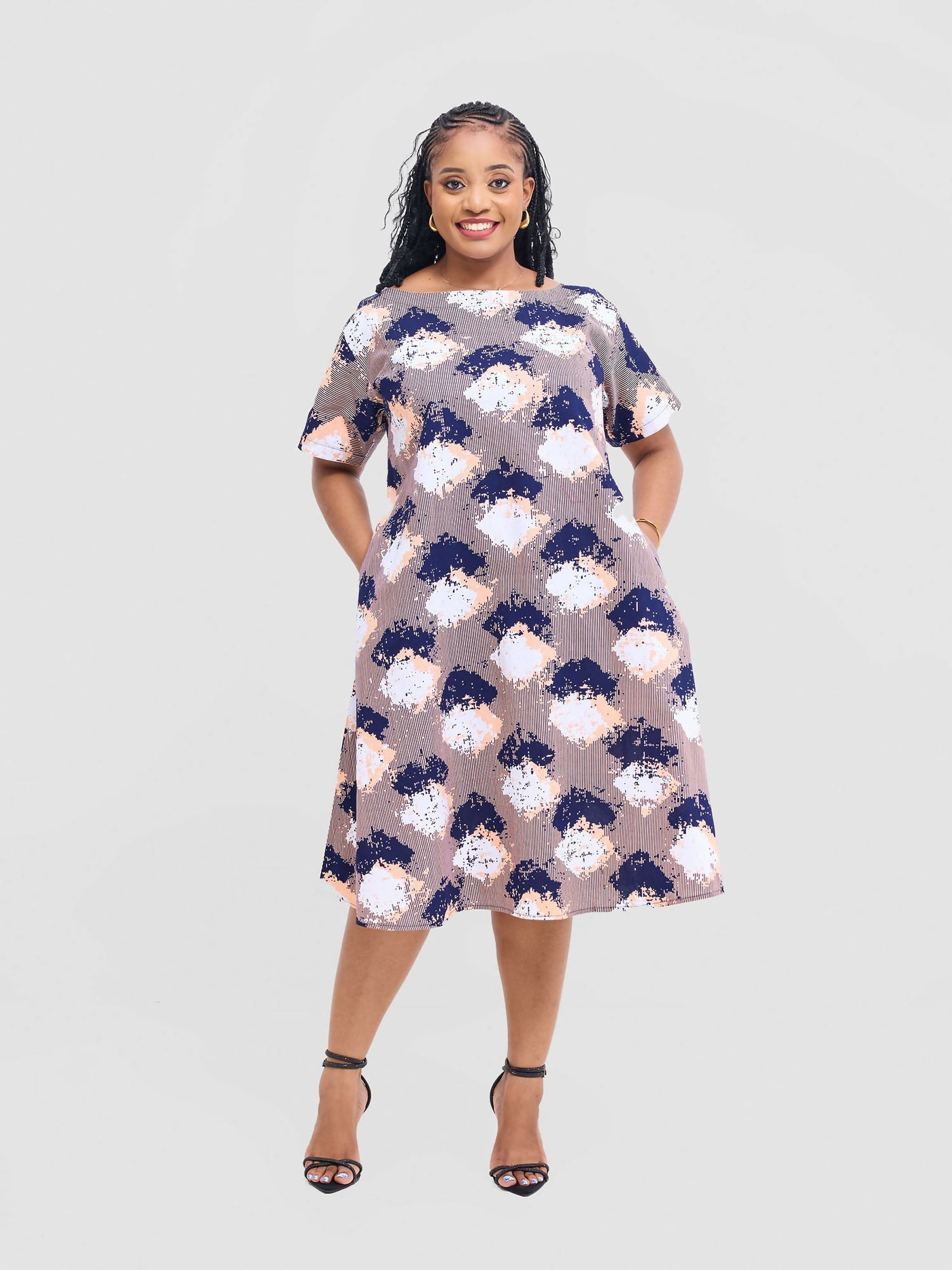 Prettygline Tuli Ankara Dress - Taupe - Shopzetu