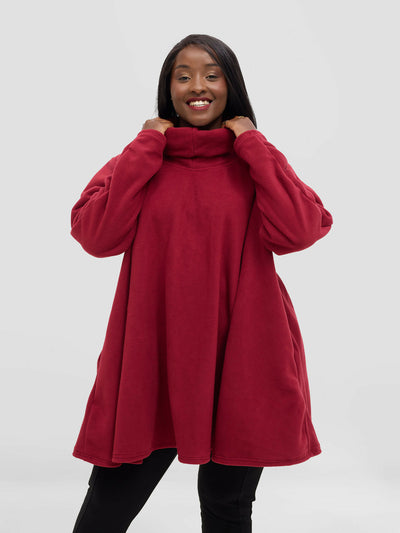 TimyT Urban Velvet Wrap Poncho - Maroon - Shopzetu